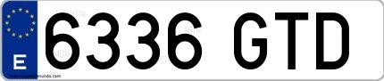 Ejemplo de matrícula española 6336 GTD