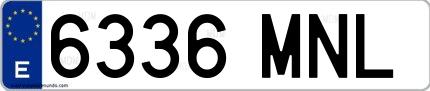 Ejemplo de matrícula española 6336 MNL