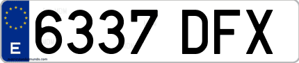Ejemplo de matrícula de coche ordinaria 6337 DFX