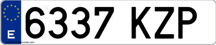 Ejemplo de matrícula de coche ordinaria 6337 KZP
