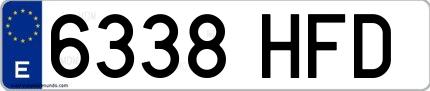 Ejemplo de matrícula española 6338 HFD