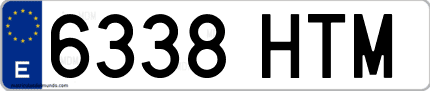Ejemplo de matrícula de coche ordinaria 6338 HTM