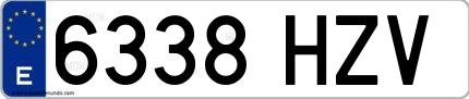 Ejemplo de matrícula española 6338 HZV