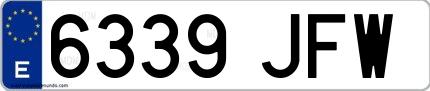 Ejemplo de matrícula española 6339 JFW