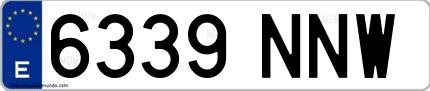 Ejemplo de matrícula española 6339 NNW
