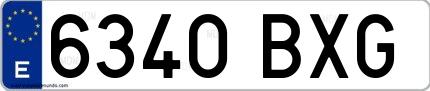 Ejemplo de matrícula española 6340 BXG