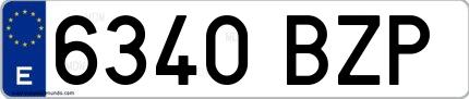 Ejemplo de matrícula española 6340 BZP