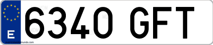 Ejemplo de matrícula de coche ordinaria 6340 GFT
