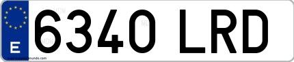 Ejemplo de matrícula española 6340 LRD