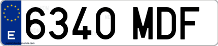 Ejemplo de matrícula de coche ordinaria 6340 MDF