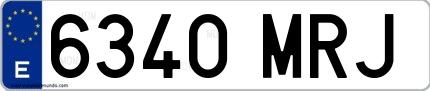 Ejemplo de matrícula española 6340 MRJ
