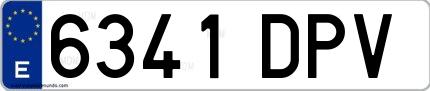 Ejemplo de matrícula española 6341 DPV