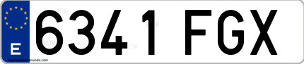 Ejemplo de matrícula de coche ordinaria 6341 FGX