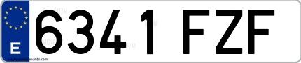 Ejemplo de matrícula española 6341 FZF