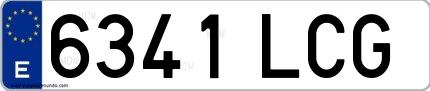 Ejemplo de matrícula española 6341 LCG