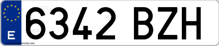 Ejemplo de matrícula de coche ordinaria 6342 BZH