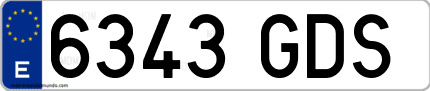 Ejemplo de matrícula de coche ordinaria 6343 GDS