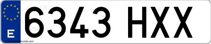 Ejemplo de matrícula española 6343 HXX