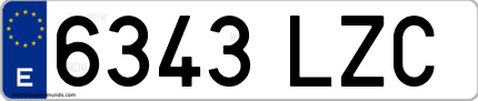 Ejemplo de matrícula de coche ordinaria 6343 LZC