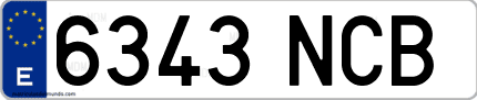 Ejemplo de matrícula de coche ordinaria 6343 NCB