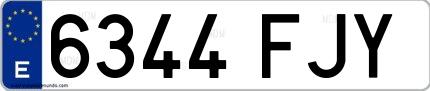 Ejemplo de matrícula española 6344 FJY