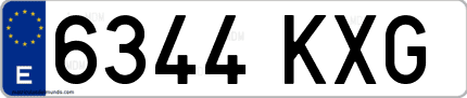 Ejemplo de matrícula de coche ordinaria 6344 KXG
