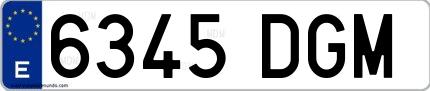 Ejemplo de matrícula española 6345 DGM