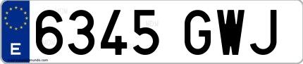 Ejemplo de matrícula española 6345 GWJ