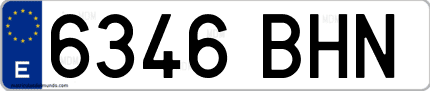 Ejemplo de matrícula de coche ordinaria 6346 BHN