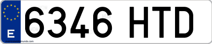 Ejemplo de matrícula de coche ordinaria 6346 HTD