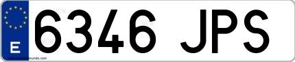 Ejemplo de matrícula española 6346 JPS