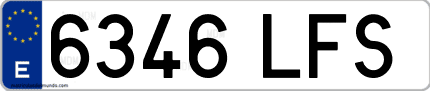 Ejemplo de matrícula de coche ordinaria 6346 LFS