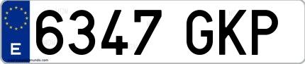 Ejemplo de matrícula española 6347 GKP