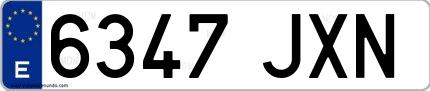 Ejemplo de matrícula española 6347 JXN