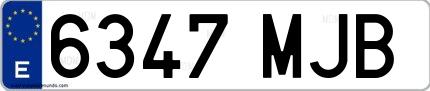 Ejemplo de matrícula española 6347 MJB