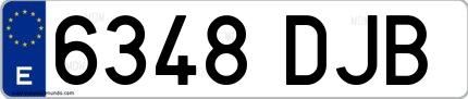 Ejemplo de matrícula española 6348 DJB