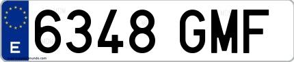 Ejemplo de matrícula española 6348 GMF