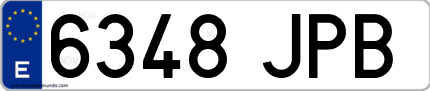 Ejemplo de matrícula de coche ordinaria 6348 JPB