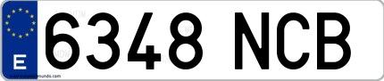 Ejemplo de matrícula española 6348 NCB