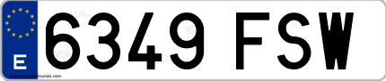 Ejemplo de matrícula de coche ordinaria 6349 FSW