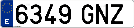 Ejemplo de matrícula de coche ordinaria 6349 GNZ
