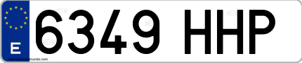 Ejemplo de matrícula de coche ordinaria 6349 HHP