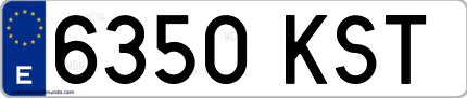 Ejemplo de matrícula de coche ordinaria 6350 KST