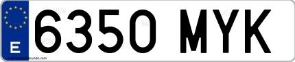 Ejemplo de matrícula española 6350 MYK