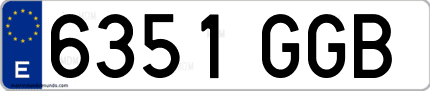 Ejemplo de matrícula de coche ordinaria 6351 GGB