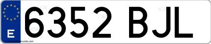 Ejemplo de matrícula española 6352 BJL