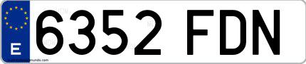 Ejemplo de matrícula española 6352 FDN