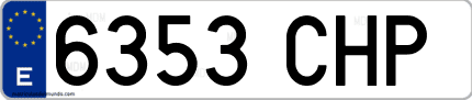 Ejemplo de matrícula de coche ordinaria 6353 CHP