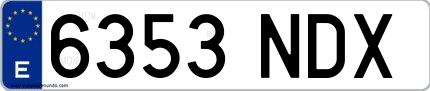 Ejemplo de matrícula española 6353 NDX