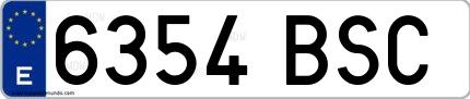 Ejemplo de matrícula española 6354 BSC